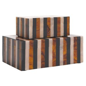 Boîte de rangement en résine à motif zigzag, très vendue, ensemble de boîtes décoratives avec couvercle, conteneur de rangement multifonctionnel, maison moderne - Product Image 3