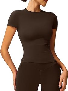 Camisetas Aura Basics para Mujer, Cuello Redondo, Manga Corta, Ropa de Verano, Camisetas Ajustadas, Tops Básicos Cortos - Product Image 5