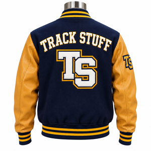 <b>Track</b> Stuff Custom <b>Mens</b> Varsity Letterman <b>Jacket</b> Wool Cotton Stand Collar Custom Embroidered Logo Front Streetwear Winter - Product Image 3