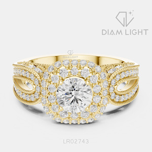 Bague de fiançailles de luxe en or blanc 14 carats avec diamant de laboratoire certifié IGI 0,678 carats, taille ronde, F+ VS+, pavé - Product Image 6