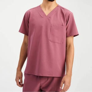 Unisex Hospital <b>Scrub</b> <b>Tops</b> in Polyester/Spandex Woven Fabric with Needle Detection and Seamless Fusing - Product Image 5