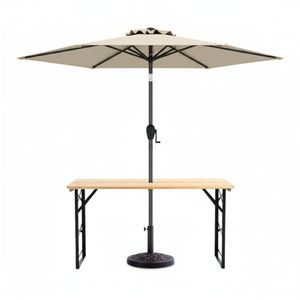 Sombrilla Inclinable de 7.5 pies con Patas Ajustables, Base de Resina Resistente de 3 Piezas, Juego de Patio y Picnic para Jardín o Camping - Product Image 1