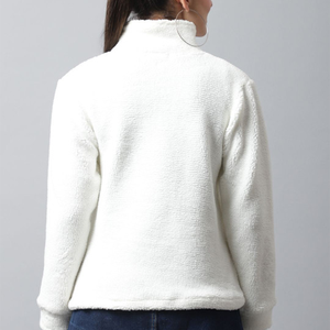 Manteau en fausse fourrure Sherpa pour femme, respirant, chaud, en polaire, décontracté, à capuche, avec fermeture éclair, col zippé, veste pour la neige, confortable, fermeture à boutons - Product Image 5