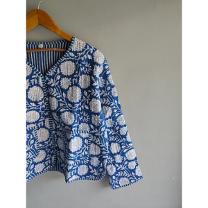 Chaqueta acolchada de algodón con estampado floral para mujer, cárdigan con cuello en V, ropa exterior informal transpirable, regalo para ella - Product Image 3