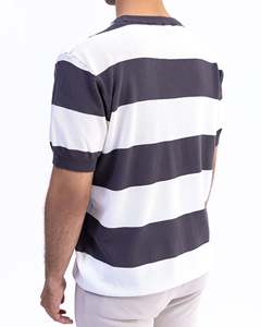 Nouveau design, t-shirts à manches courtes pour hommes, rayés, en coton et polyester, vente en gros, logo personnalisé OEM, t-shirt à col rond - Product Image 6