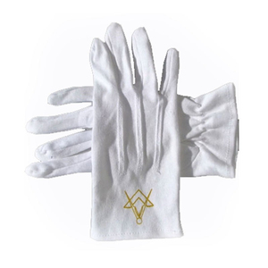 Guantes Masónicos Bordados de Alta Calidad, Guantes de Algodón Blancos para Ceremonias, Guantes Masónicos Personalizados al por Mayor, Precio Económico OEM - Product Image 2