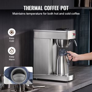 Macchina per Caffè a Goccia in Acciaio Inox da 12 Tazze con Caraffa Termica per Uso Alberghiero, Spina UK, per Caffè Caldo o Freddo - Product Image 3