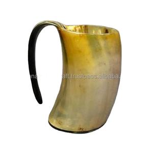 Mug à bière en corne de qualité supérieure, fait main, écologique, style animalier, forme naturelle moderne, matériau organique poli, cadeau d'affaires - Product Image 3