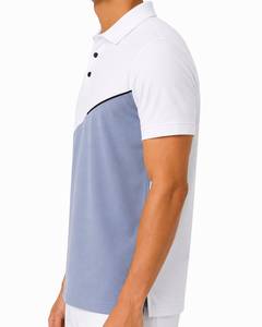 Polo pour homme à blocs de couleur, manches courtes, design uni, tissu Oxford respirant, style décontracté - Product Image 3
