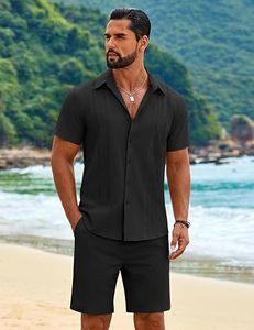 Conjunto de Verano de 2 Piezas para Hombre, Diseño Personalizado OEM ODM, Camiseta sin Mangas y Pantalones Cortos, Lavado Ácido, 100% Poliéster, Antibacterial, Secado Rápido, Casual - Product Image 1