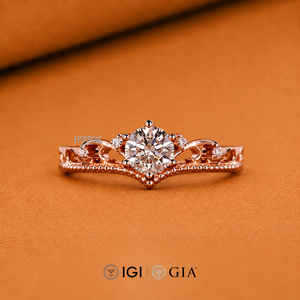 <b>Dainty</b> Filigree Lab Grown Diamond Engagement <b>Ring</b>: Minimalist Promise <b>Ring</b> - Product Image 1