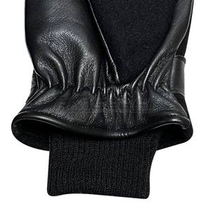 ถุงมือหนังสีดำแบบติดกระดุม หนังแกะสีดำ คุณภาพสูง แฟชั่นฤดูหนาว สำหรับกิจกรรมกลางแจ้ง รับผลิตตามแบบ (OEM) มีหลายขนาด ถุงมือข้อมือริบบิ้นอุ่นๆ - Product Image 4