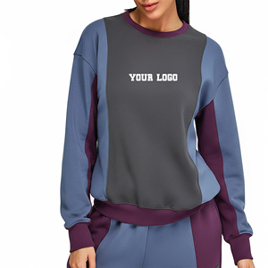 Sudadera Oversize de Cuello Redondo con Paneles de Bloques de Color Cosidos al por Mayor OEM/ODM, Sudadera de Invierno de Alto Gramaje Estilo Hip Hop para Mujer - Product Image 4