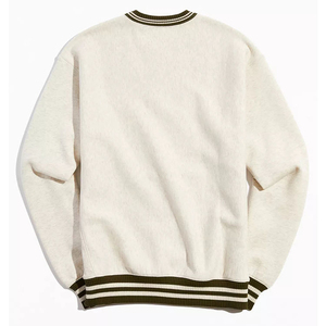 Pull en maille ras du cou crème pour homme 2026, coupe classique, couleur unie, 100 % coton, anti-boulochage, décontracté, pour l'automne - Product Image 2