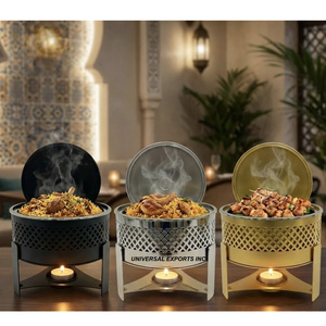 Metal Insulated Hotpot High Quality Dinnerware Designer Casserole Round Shape Decorative Metal Food <b>Warmer</b> - Product Image 2