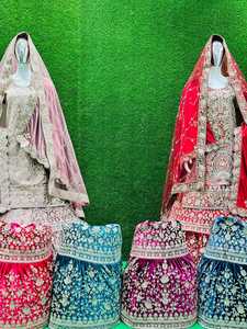 Majestuoso esplendor nupcial 10 exquisitos diseños Farsi Sharara Full Heavy Flare lujoso terciopelo Dupattas vestido indio adultos - Product Image 2