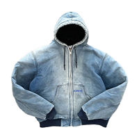 Veste à capuche en denim pour homme, 100% coton, style décontracté, avec logo sur le devant, poche, design hiver, respirante, écologique
