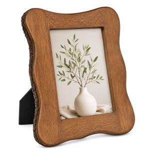 Marco de Fotos de Madera Ondulada Hecho a Mano al por Mayor, Estilo Atractivo, Borde de Corteza, Marco de Fotos de Madera Maciza para Mesa, Decoración Rústica - Product Image 1