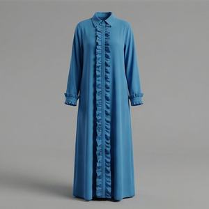 Abaya de Color Personalizado al por Mayor, Vestido Islámico Elegante y Modesto para Mujeres Musulmanas, Manga Larga, Transpirable, Ideal para Fiestas - Product Image 1