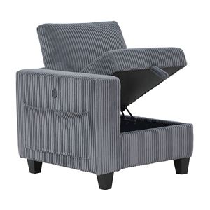 4 pezzi moderno grigio scuro tessuto di velluto a coste componibile divano componibile in legno massello mobili sedili laterali soggiorno divani - Product Image 4