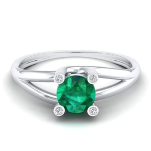 Bague en or jaune massif 14 carats REYES Fine Jewelry avec diamant certifié IGI, coupe ovale classique, pierre précieuse émeraude de 0,84 carat - Product Image 5