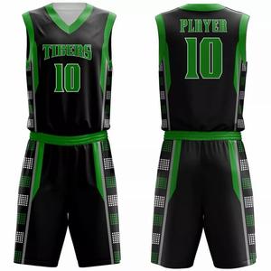 Ensemble de maillots de basketball 10 pièces, sérigraphiés, col en V, sans manches, noir et vert, en polyester respirant, grandes tailles pour adultes SPORTS - Product Image 5