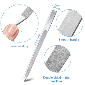 Lima de Uñas de Acero Inoxidable de Doble Cara para Dar Forma a Uñas Acrílicas, Cuidado de Uñas Naturales, Patrón Diamante/Recto, 4.5 Pulgadas - Product Image 3