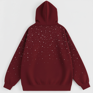 Solid Color Vintage Winter 100% Cotton 400 GSM Heavy Weight Distressed Acid Washed Zip Hoodie for Men Rhinestones Men Sweatshirt - Product Image 2