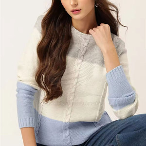 Pull en tricot pour femme, confortable et élégant, idéal pour l'hiver, mode quotidienne, qualité supérieure, 100% coton/laine - Product Image 3