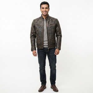 Custom Designed Men's Navy Pure Genuine Leather <b>Jacket</b> Windproof Breathable Reversible Embroidery Fashionable <b>jacket</b> for men - Product Image 1