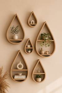 Étagères murales en bois décoratives, présentoir mural flottant, porte-plantes, porte-bougie pour la décoration de la maison - Product Image 1