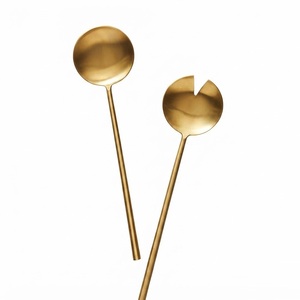 Hammered Gold Salad <b>Server</b> Set Stainless Steel Serving Spoon and Fork Modern Metal Dinnerware for Restaurant Hotel <b>Buffet</b> - Product Image 4