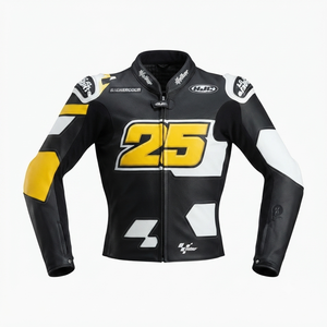 Men’s Cowhide Leather <b>Racing</b> <b>Jacket</b>/Chaqueta MotoCP Style CE Level 2 Armor Motorcycle Track Riding Protective Gear CE - Product Image 1