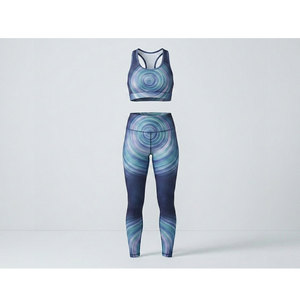 Meilleur design, impression personnalisée professionnelle, ensembles de yoga pour femmes, marque privée, à carreaux, 2 pièces, 100% polyester, léger, respirant - Product Image 1