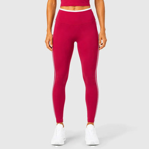 High Waist Seamless Yoga <b>Leggings</b> Full Length Solid Color Side Stripe Spandex Nylon Women's Pants Contrast <b>Stitch</b> Design <b>legging</b> - Product Image 4