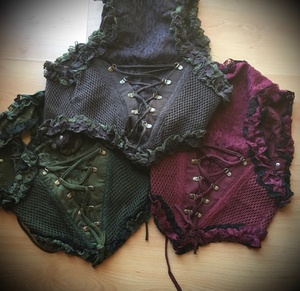 Bohemian Tribal Green Cotton Vest Inspired by Burlesque Corset <b>Top</b> Style for <b>Festivals</b> and Events At Wholesale Price - Product Image 3