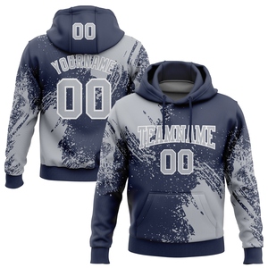 Sweat à capuche sportif gris marine et blanc, nouveau design, motif abstrait 3D à effet de pinceau, sur mesure, vente en gros directe pour l'industrie - Product Image 1