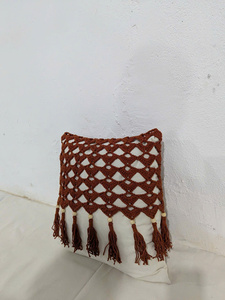 Funda de Almohada Decorativa Bohemia Cuadrada de Estilo Americano, Hecha a Mano con Ganchillo, 100% Algodón, para Dormitorio, Sofá, Hogar - Product Image 4