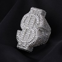 Bague de Cocktail Hip Hop de Luxe en Moissanite, Plaqué Or Jaune sur Argent 925, Sertissage Pavé, pour Hommes, Mariage et Soirée