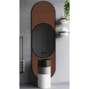 Trending Large Floor <b>Mirror</b> with Modern Black Metal <b>Frame</b> and Woven Rattan Accents Standing Wall <b>Mirror</b> for Bedroom Decor - Product Image 5
