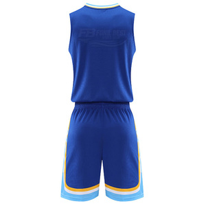 Custom Team Name Basketball Uniform Set White Blue Yellow O-Neck Breathable Plus Size Quick Dry Unisex Adult Digital Print OEM - Product Image 6
