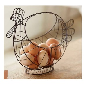 Panier de rangement de style moderne, panier à œufs en métal au design moderne, panier en fil métallique noir classique avec revêtement en poudre - Product Image 3
