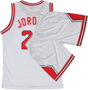 Maillot de basket-ball pour adulte, ensemble 2 pièces sans manches, maillot de supporter pour homme, haut en mesh athlétique, ensemble de tenue de sport, blanc et rouge, imprimé à l'écran - Product Image 2
