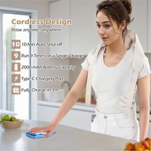 Massaggiatore per Collo e Spalle 4D con Impastamento Profondo, 2 Modalità, 2 Livelli di Calore (104-113°F), Cinghie in Pelle per Uso a Mani Libere, per Casa/Ufficio - Product Image 5