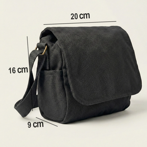 Bolso de hombro de lona con cierre de cremallera, diseño antirrobo, estilo minimalista unisex, correa arqueada desmontable - Product Image 6