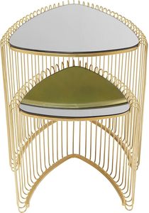 Modern Wire Triangle <b>Gold</b> <b>Side</b> <b>Table</b> Metal With Mirror Glass Top <b>Side</b> <b>Tables</b> - Product Image 5