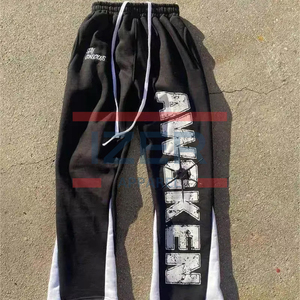 กางเกงขาบานสำหรับผู้ชายกางเกงซักด้วยผ้าขนแกะแนวหินมีเปลวไฟเล็กน้อยใส่ได้ทั้งชายและหญิง - Product Image 1