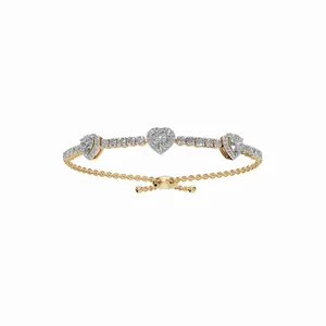 Bracelet en or jaune 18 carats avec diamants de laboratoire en forme de cœur, couronne de rayonnement, vente en gros HIPHOPSTAR, certifié IGI, tendance - Product Image 1