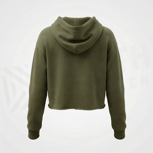 Sudadera con Capucha para Mujer, Felpa Francesa, Estampado Puff, Bordado, Forro Antidesgarro, Top Corto de Invierno, Color Personalizado - Product Image 2
