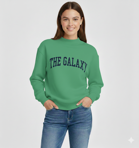 Women's <b>Pink</b> Crew Neck <b>Sweatshirt</b> Full Sleeve Knitted Cotton Letter Print The Galaxy Front Design Autumn Wear Applique - Product Image 6